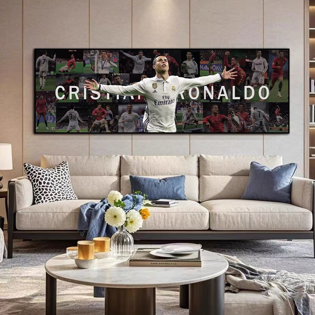 Cristiano Ronaldo Career Tribute Football Wall Art - Portugal & Real Madrid Legend Landscape Print Home Decor