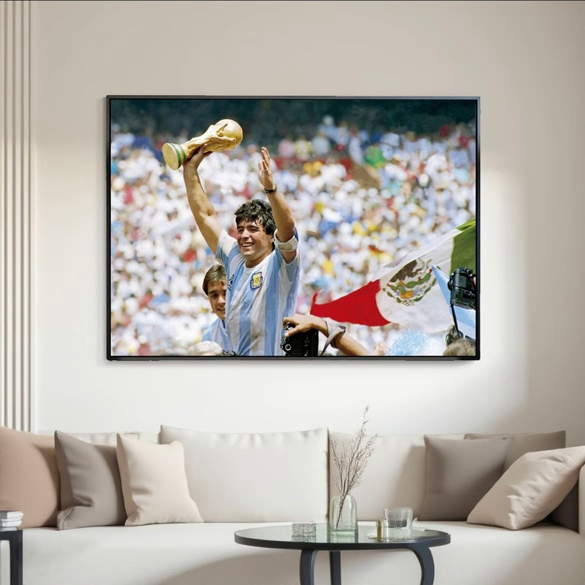 Diego Maradona 1986 World Cup Champion Poster – Argentina Football Legend Trophy Wall Art