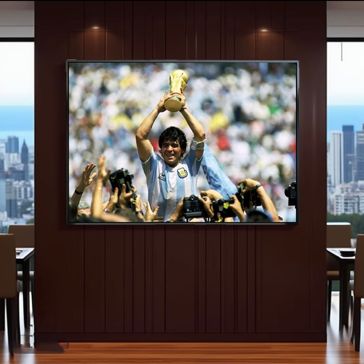 Diego Maradona 1986 World Cup Champion Poster – Argentina Football Legend Trophy Wall Art