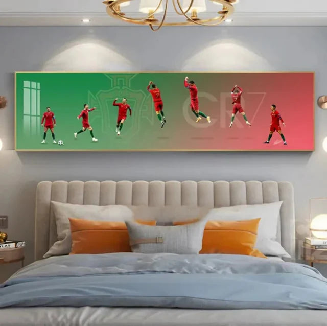 Cristiano Ronaldo Career Tribute Football Wall Art - Portugal & Real Madrid Legend Landscape Print Home Decor