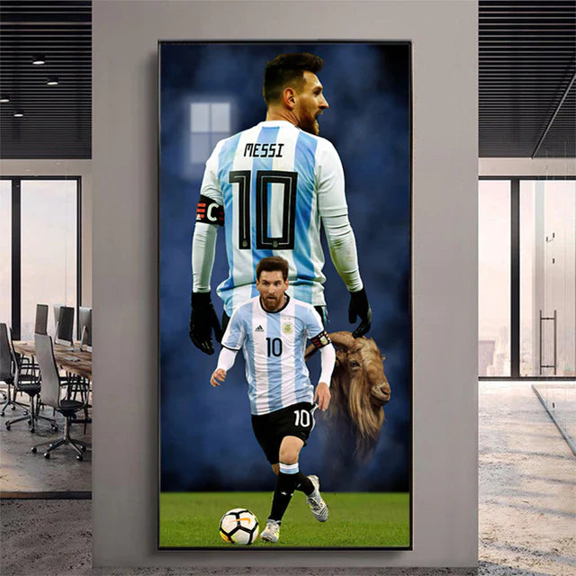 Lionel Messi GOAT Poster Wall Art – Argentina Football Legend Decor for Living Room & Bedroom