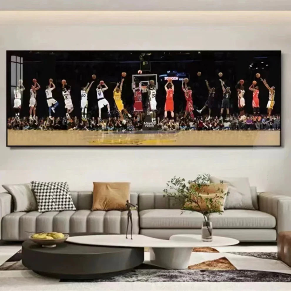 【Basketball All-Star Shooting】WallArt – 16 Legendary Players Poster for Home Decor