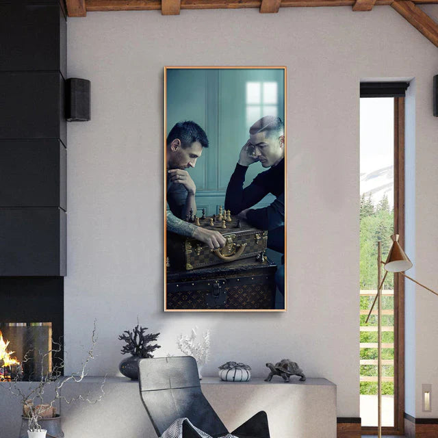 Messi vs Ronaldo GOAT Duo Football Wall Art Poster Legendary Football Stars