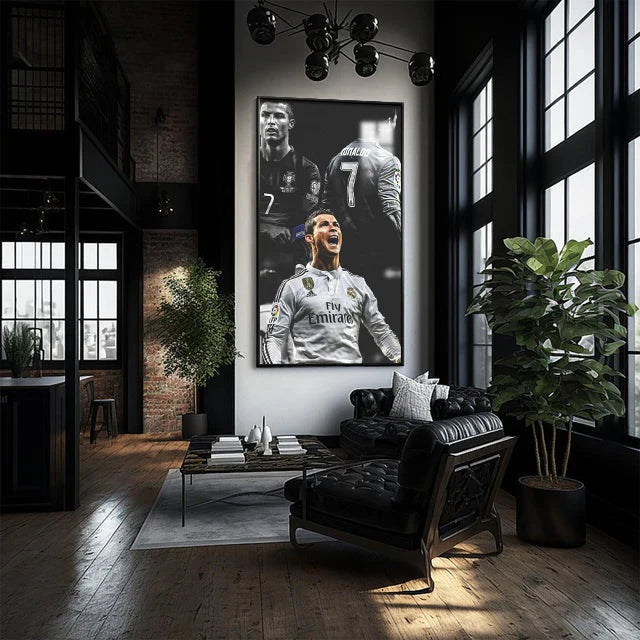 Cristiano Ronaldo CR7 Real Madrid Football Wall Art Poster Sports Decor for Entryway Hallway Living Room Background Wall