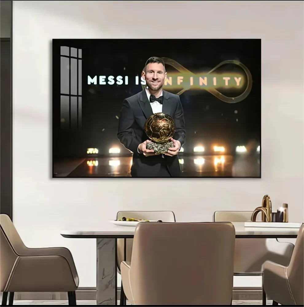 Lionel Messi 2023 Ballon d’Or 8th Title GOAT Tribute Moment Football Wall Art