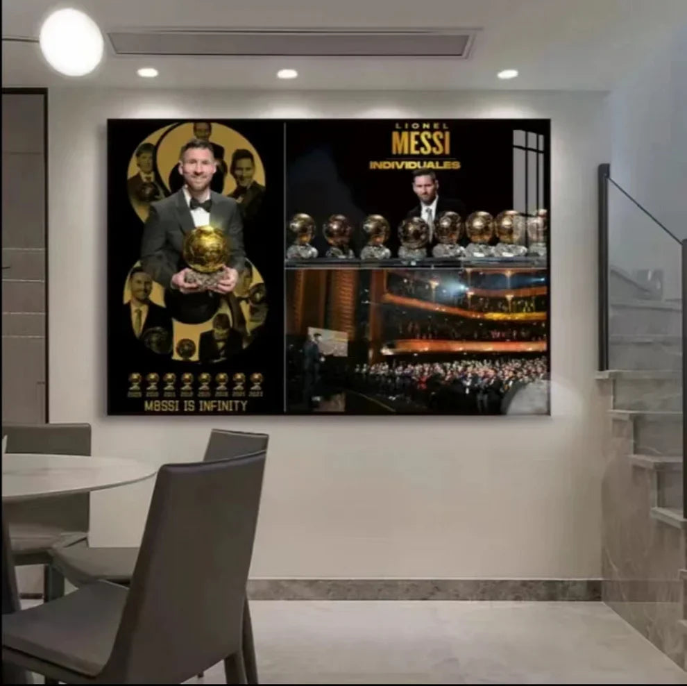 Lionel Messi 2023 Ballon d’Or 8th Title GOAT Tribute Moment Football Wall Art