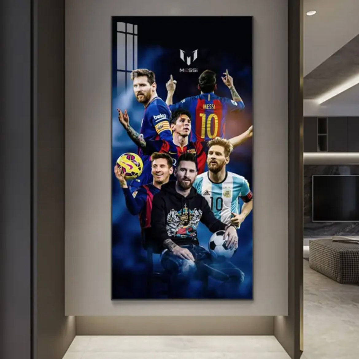 Lionel Messi Barcelona Compilation Poster Wall Art – Football Legend Career Highlights Decor