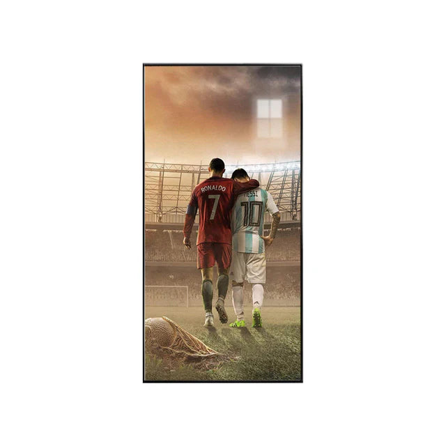 Messi vs Ronaldo GOAT Duo Football Wall Art Poster Legendary Football Stars