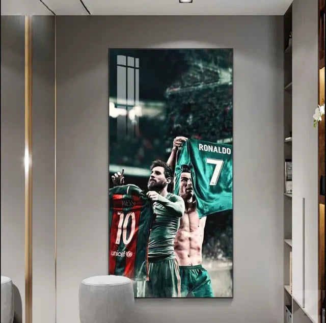 Messi vs Ronaldo GOAT Duo Football Wall Art Poster Legendary Football Stars