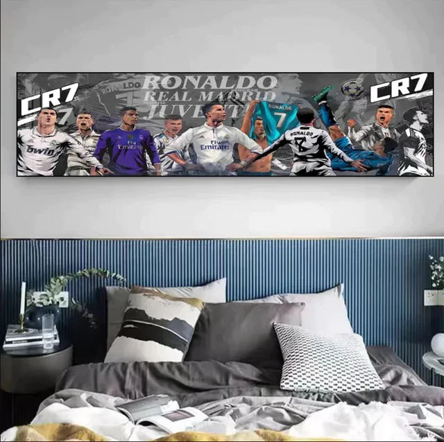 Cristiano Ronaldo Career Tribute Football Wall Art - Portugal & Real Madrid Legend Landscape Print Home Decor
