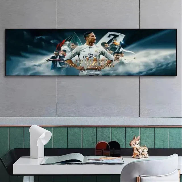 Cristiano Ronaldo Career Tribute Football Wall Art - Portugal & Real Madrid Legend Landscape Print Home Decor