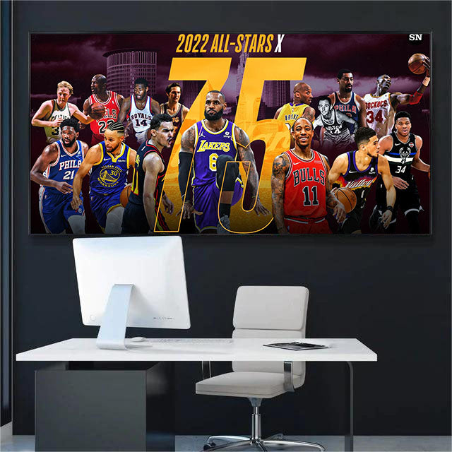 【Top 75 NBA Players】WallArt – Legendary Basketball Players Tribute Poster for Home Decor