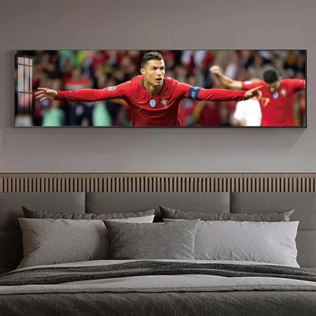 Cristiano Ronaldo Career Tribute Football Wall Art - Portugal & Real Madrid Legend Landscape Print Home Decor