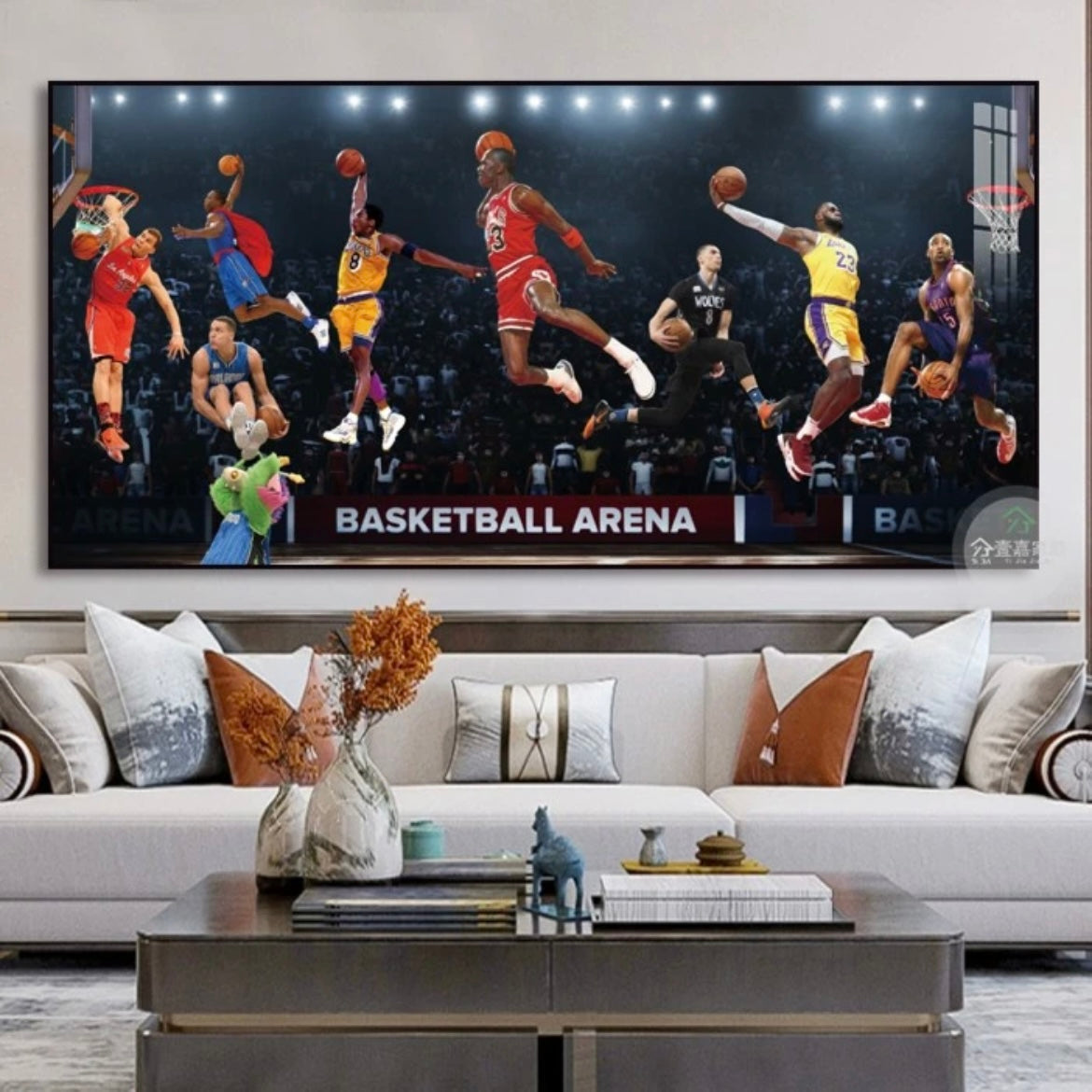 【NBA All-Star Dunk】Horizontal 2:1 WallArt – Crystal Porcelain Painting with Aluminum Frame for Home Decor