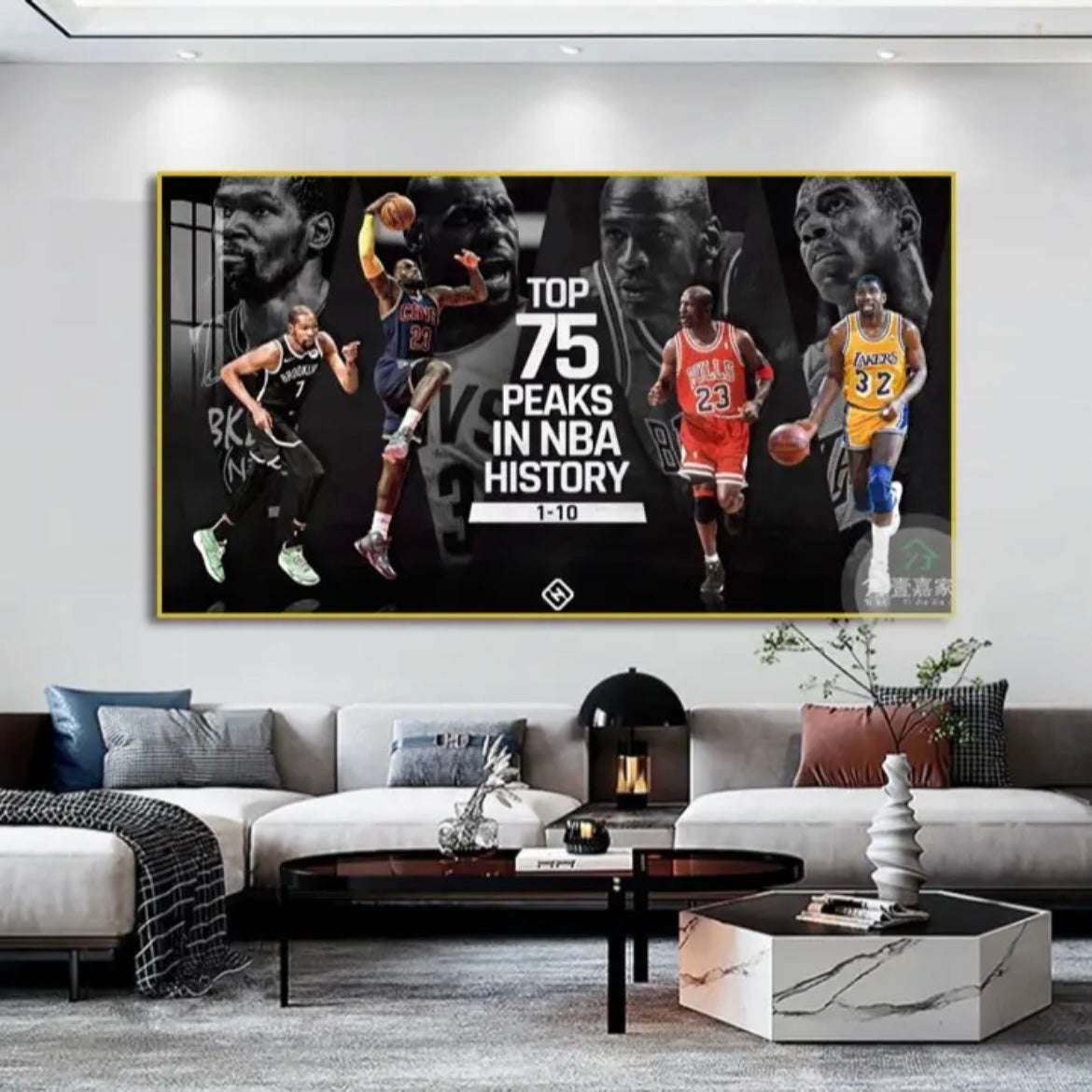 【Top 75 NBA Players】WallArt – Legendary Basketball Players Tribute Poster for Home Decor