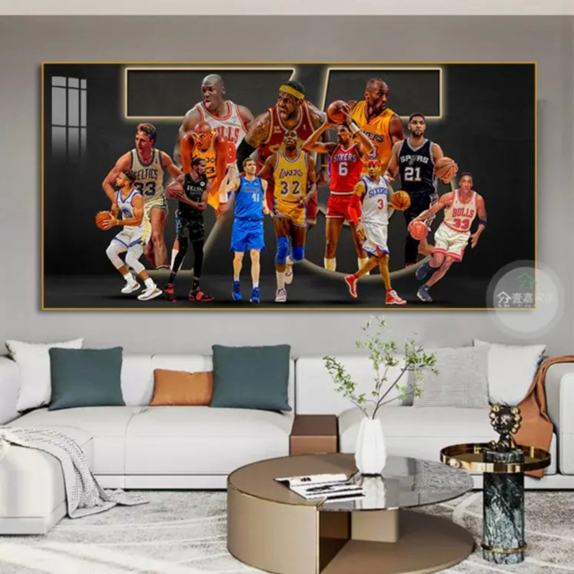 【Top 75 NBA Players】WallArt – Legendary Basketball Players Tribute Poster for Home Decor