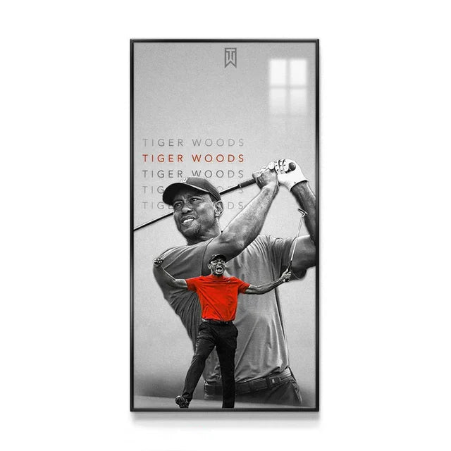 Tiger Woods 2:1 WallArt - Crystal Porcelain Painting - Aluminum Frame
